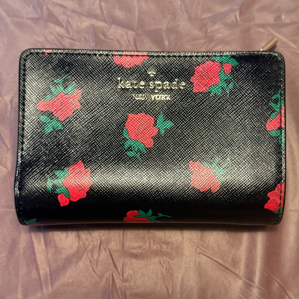 Kate Spade New York Madison Rose Toss Medium Compact Bifold Wallet Floral - Picture 2 of 8